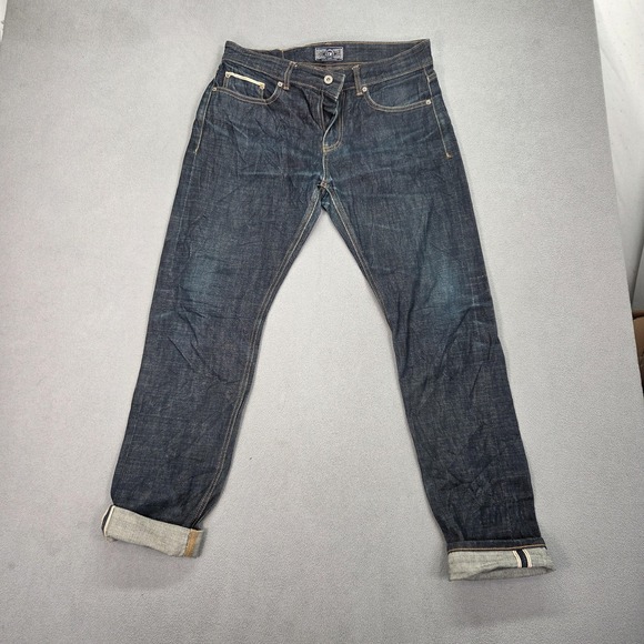 Modified Jeans Mens Blue Dark Wash Selvedge Denim Straight Fits 30x31